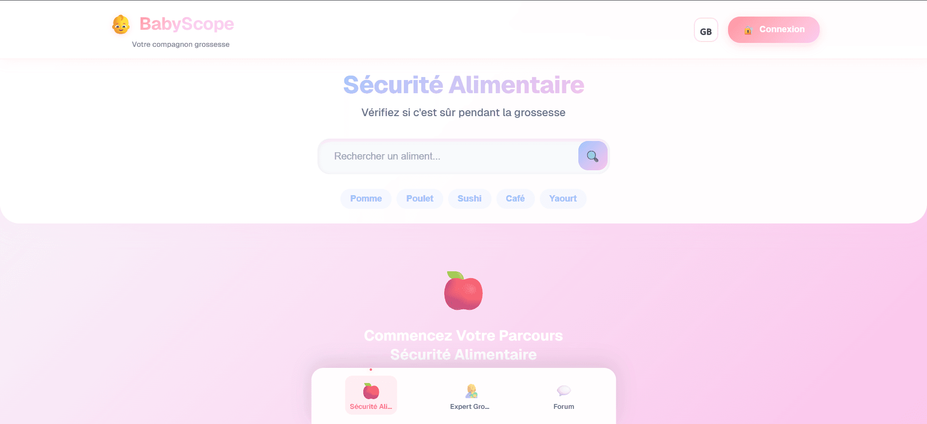 Screenshot de l'application BabyScope