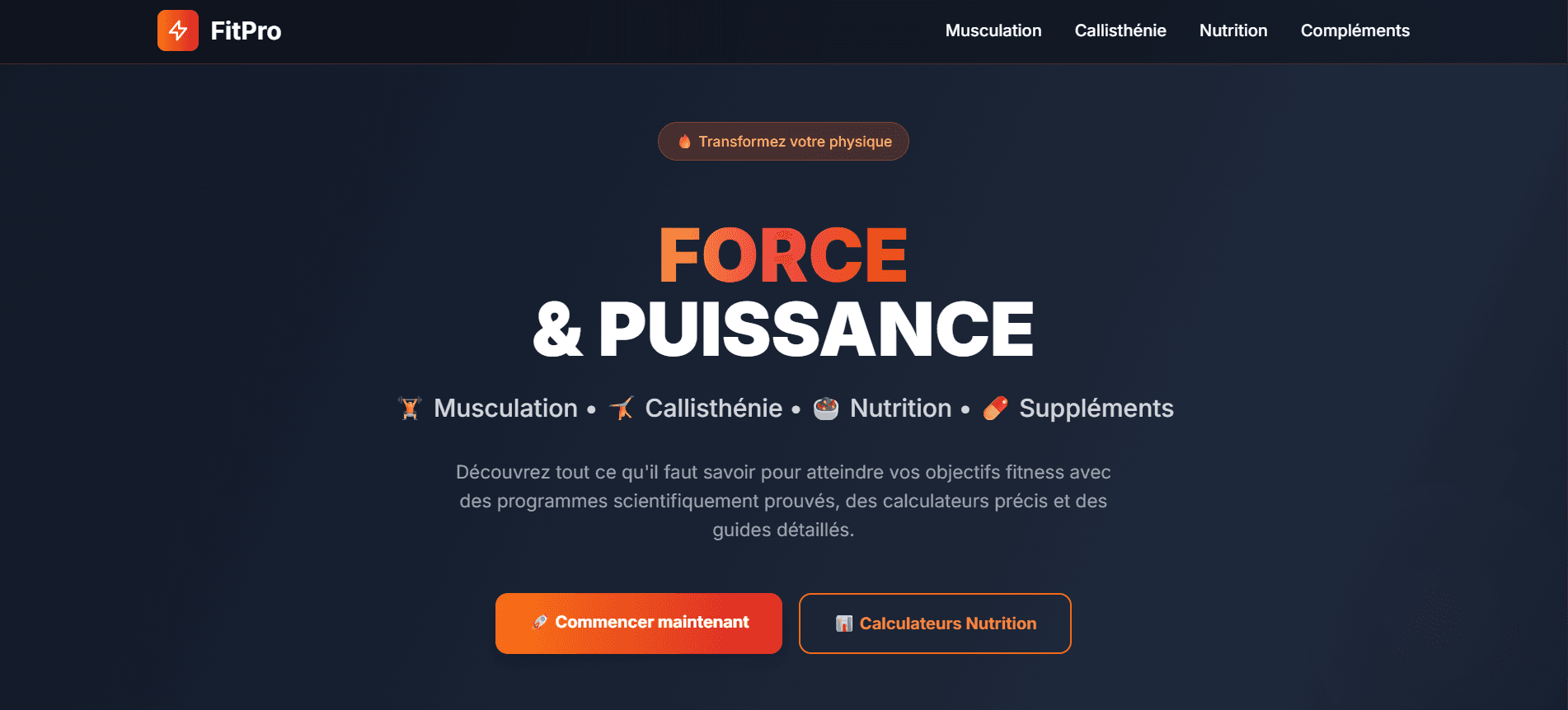 Screenshot de l'application FitPro
